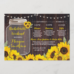 Bachelorette Weekend Itinerary Bridal Sunflower Invitation