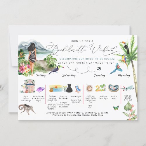 Bachelorette Weekend Itinerary  Costa Rica  Invitation