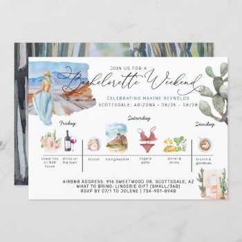 Bachelorette Weekend Itinerary | Desert Cactus Invitation by IYHTVDesigns at Zazzle