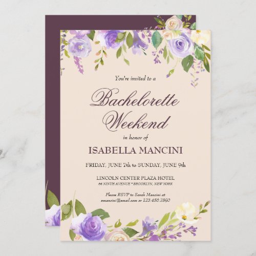 Bachelorette Weekend Itinerary Elegant Floral Invitation