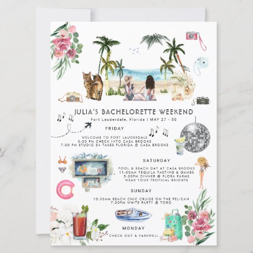 Bachelorette Weekend Itinerary  Ft Lauderdale Invitation