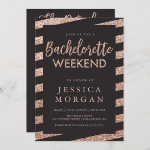 Bachelorette Weekend Itinerary Glitter Stripes Invitation