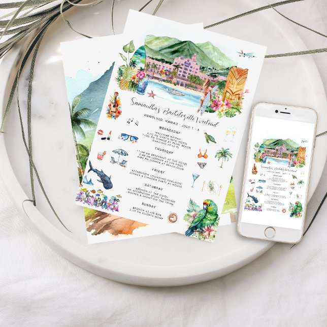 Bachelorette Weekend Itinerary | Hawaii Invitation (Creator Uploaded)