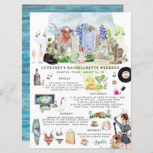 Bachelorette Weekend Itinerary   Houston, Texas Invitation
