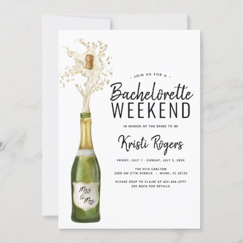 Bachelorette Weekend Itinerary Invitation