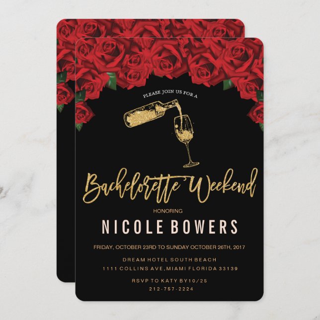 Bachelorette Weekend Itinerary Invitation (Front/Back)