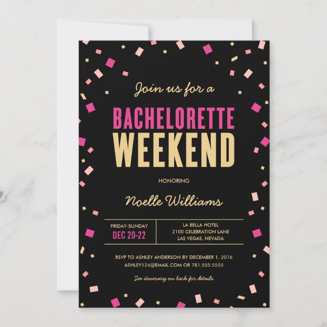 Bachelorette Weekend Itinerary Invitation (Front)