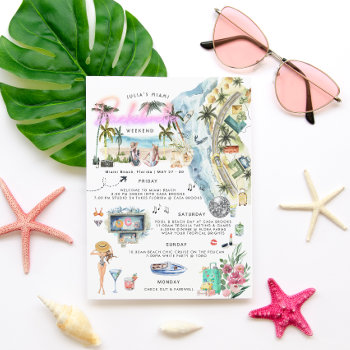 Bachelorette Weekend Itinerary | Miami Beach Invitation by IYHTVDesigns at Zazzle