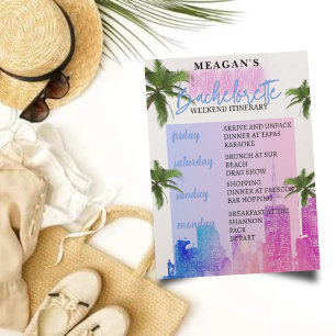 Bachelorette Weekend Itinerary Miami Beach Invitation