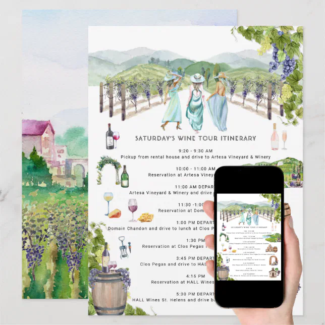 Bachelorette Weekend Itinerary Napa Winery Invitation Zazzle