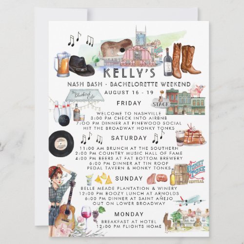 Bachelorette Weekend Itinerary | Nashville Invitation