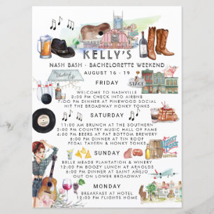 Bachelorette Weekend Itinerary   Nashville Invitation