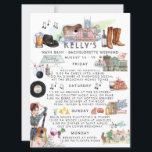 Bachelorette Weekend Itinerary | Nashville Invitation<br><div class="desc">You're getting married! Or your best friend is. Either way, you get to plan a dream vacation with your BFFs. Take your “last fling before the ring” on the road with a unforgettable trip. Our watercolor travel itinerary cards will have the girls packing their bags for an unforgettable weekend!!! Add...</div>