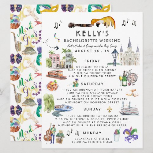 Bachelorette Weekend Itinerary | New Orleans  Invitation