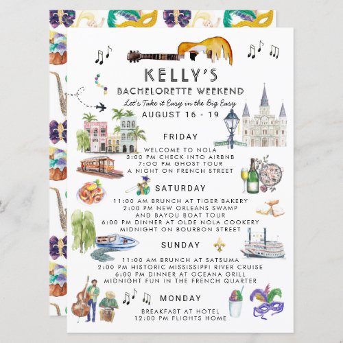 Bachelorette Weekend Itinerary  New Orleans  Invitation