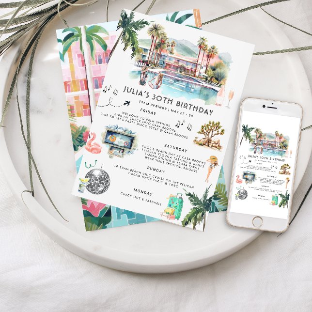 Bachelorette Weekend Itinerary | Palm Springs Invitation (Creator Uploaded)