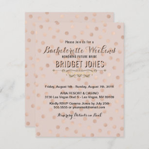 Bachelorette Weekend Itinerary Rose Gold Confetti Invitation