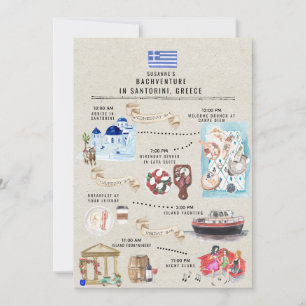 Bachelorette Weekend Itinerary Santorini Greece Invitation