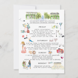 Bachelorette Weekend Itinerary   Savannah, Georgia Invitation