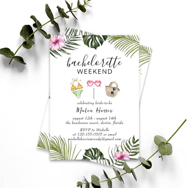 Bachelorette Weekend Itinerary | Tropical Beach Invitation (Creator Uploaded)