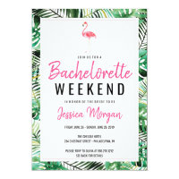 Bachelorette Weekend Itinerary Tropical Flamingo Invitation