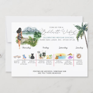Bachelorette Weekend Itinerary Tropical Palm Invitation