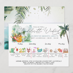 Bachelorette Weekend Itinerary Tropical Palm Invitation