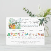 Bachelorette Weekend Itinerary | Tropical Palm Invitation (Standing Front)