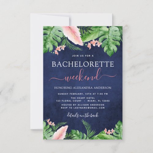 Bachelorette Weekend Itinerary Tropical Palms Invitation