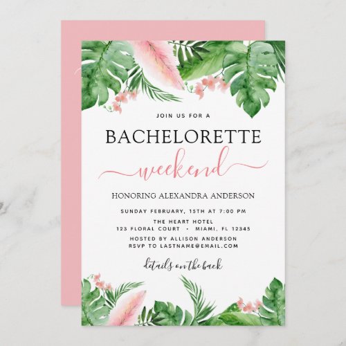 Bachelorette Weekend Itinerary Tropical Palms Invitation
