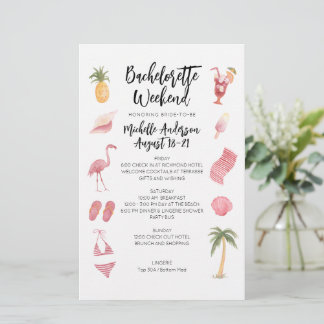 Bachelorette Weekend Itinerary Watercolor Beach