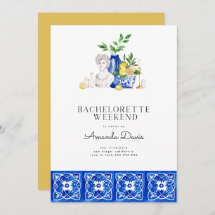 Bachelorette Weekend Lemon Mediterranean Tiles Invitation