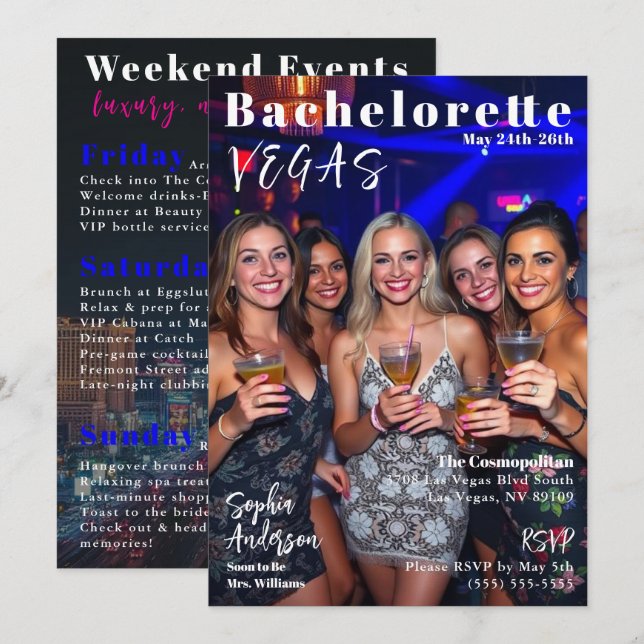 Bachelorette Weekend Magazine Cover Invitation (Front/Back)