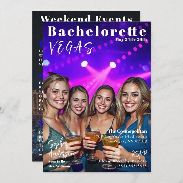 Bachelorette Weekend Magazine Cover Invitation (Front/Back)