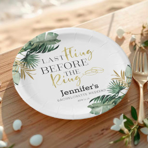 Bachelorette Weekend Paper Plates   Tropical Rings