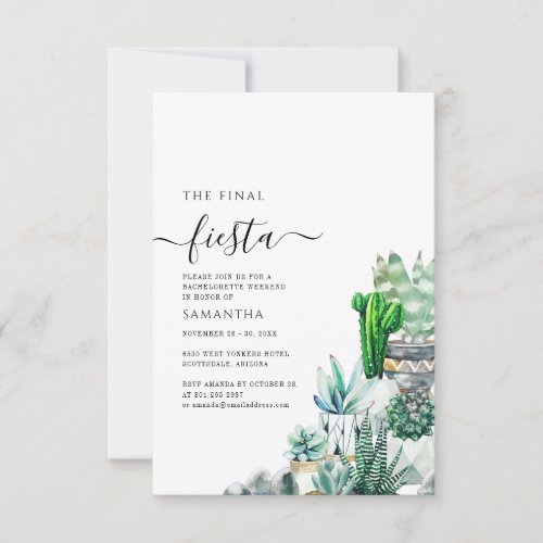 Bachelorette Weekend Party and Itinerary Botanical Invitation