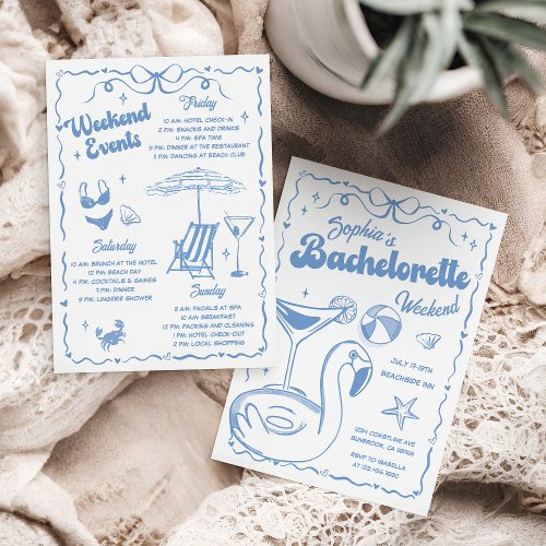 Bachelorette Weekend Party Blue Invitation