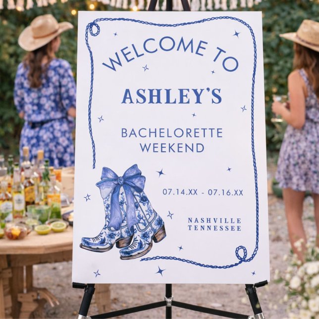 Bachelorette Weekend Party Blue Welcome Sign (Creator Uploaded)