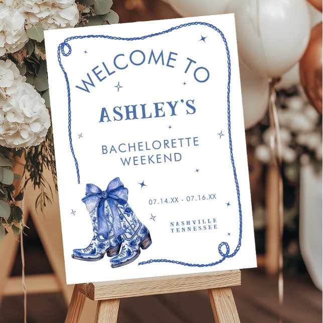 Bachelorette Weekend Party Blue Welcome Sign (Creator Uploaded)