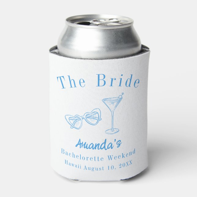 Bachelorette Weekend Party Bride Beach Blue Can Cooler (Can Front)