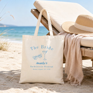 Bachelorette Weekend Party Bride Blue Beach Tote Bag