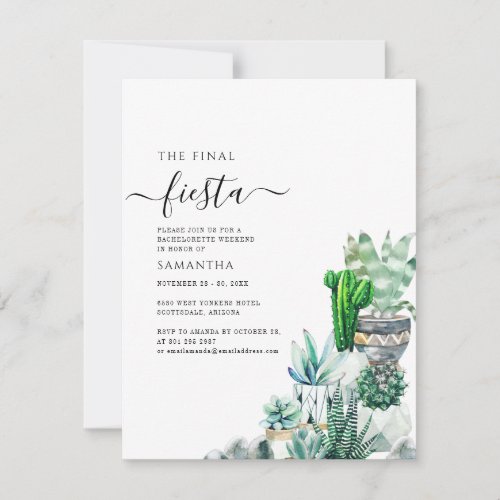 Bachelorette Weekend Party Cacti Plants Invitation