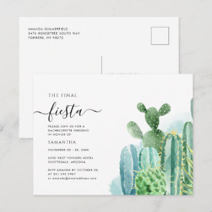 Bachelorette Weekend Party Cacti Succulents Invitation Postcard