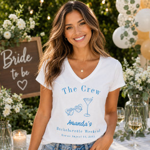 Bachelorette Weekend Party Crew Beach Blue T-Shirt