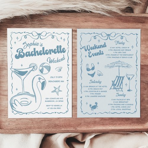 Bachelorette Weekend Party Dusty Blue Invitation