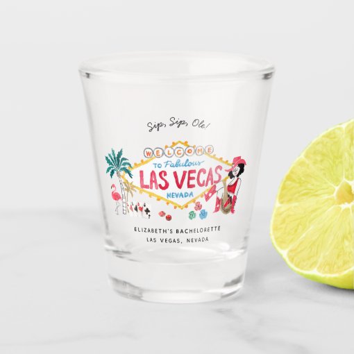 Bachelorette Weekend Party Favor Las Vegas Shot Glass Zazzle