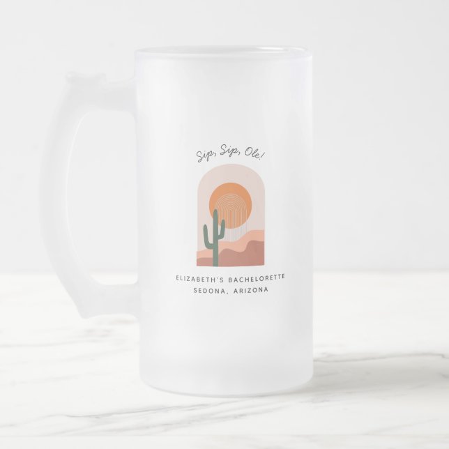 Bachelorette Weekend Party Favor Personalized  Frosted Glass Beer Mug (Left)