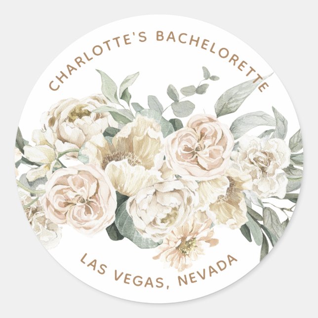 Bachelorette Weekend Party Favor Personalized Gift Classic Round Sticker (Front)