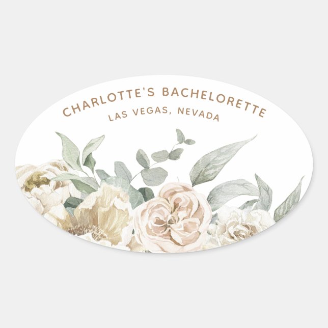 Bachelorette Weekend Party Favor Personalized Gift Oval Sticker (Front)