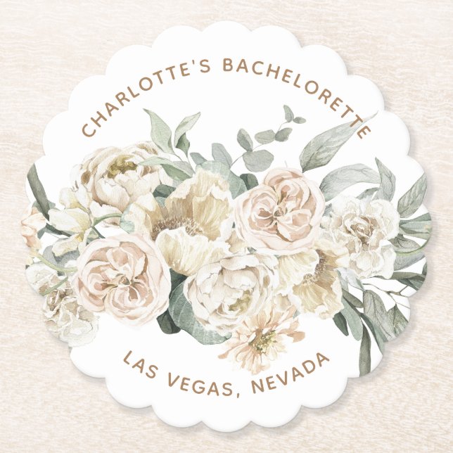 Bachelorette Weekend Party Favor Personalized Gift Paper Coaster (Front)